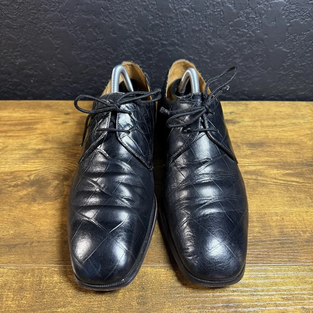 Florsheim Barletta 20613 Black Crocodile‎ Embossed Leather Oxfords Mens Size 9 D